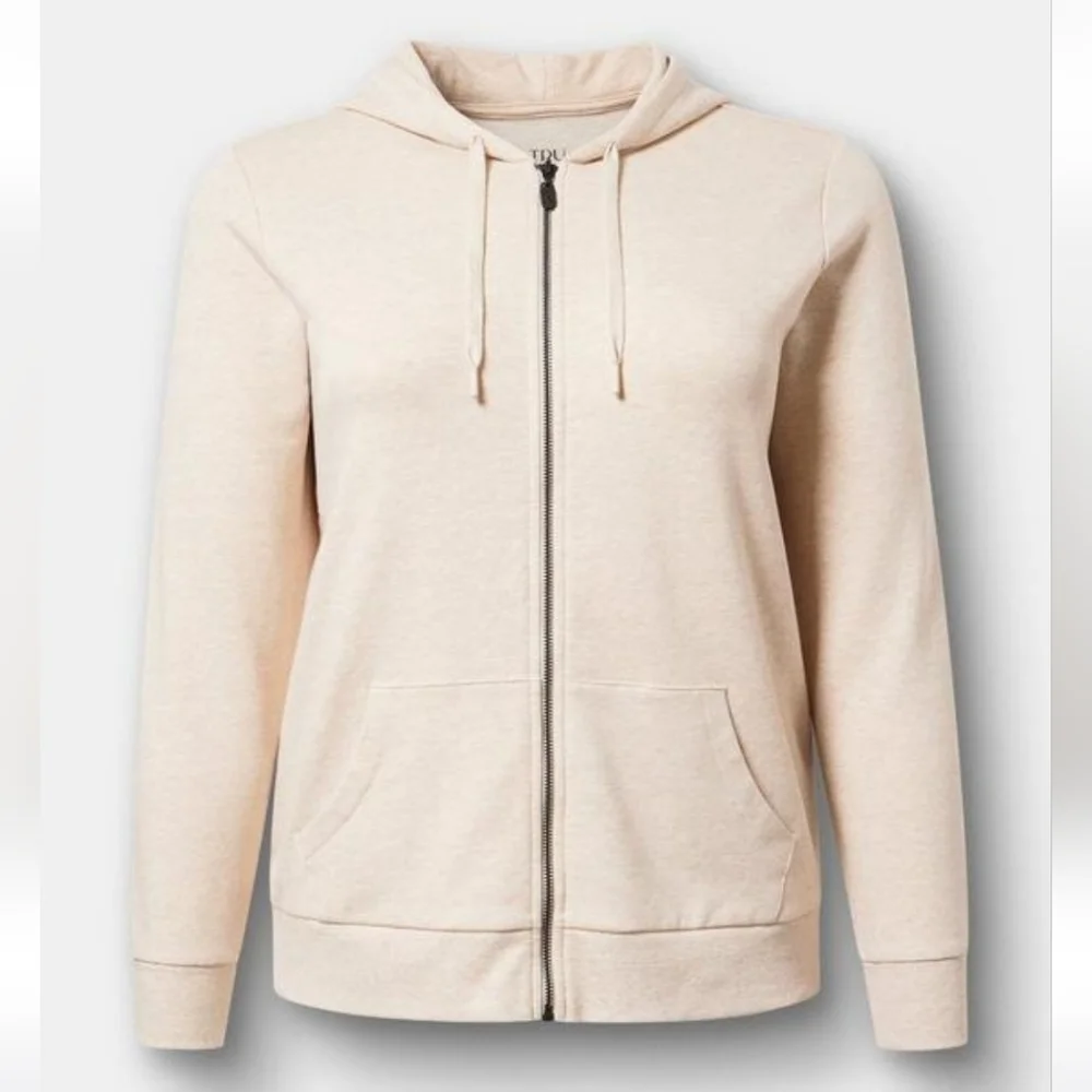 NWOT Torrid Beige Zip-Front Hooded Sweatshirt - Picture 3 of 3